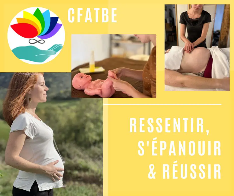 Formation massage prénatal à distance avec le CFATBE – accompagnement périnatal, bien-être et développement personnel