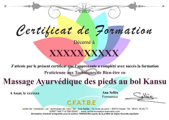 Certificat de formation en massage ayurvédique des pieds au bol kansu – C.F.A.T.B.E.